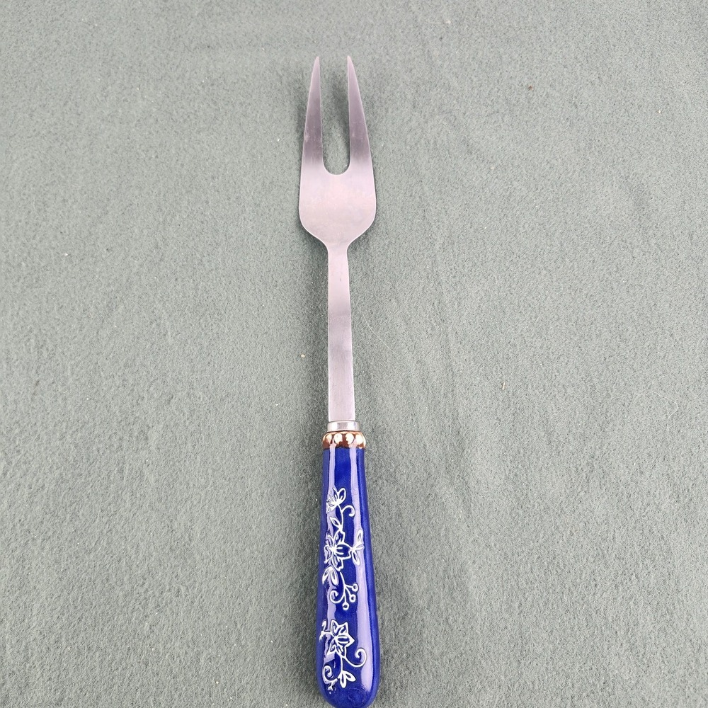 Temptations by Tara Floral Lace Ceramic Stainless Steel Meat Fork Utensil